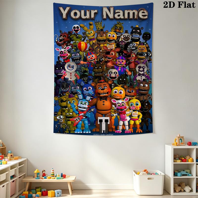 Name Custom Freddy Nights Wall Tapestry Aesthetic Wall Hanging Printed Fabric Blanket Decorative Tapestries for Bedroom Living Room Home Decor