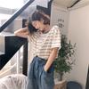 Ladies Summer Cute Striped Short Sleeve Loose Casual Short Sleeve