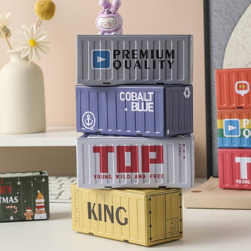 Estilo Industrial Retro Hierro Mini Contenedor Pequeño Modelo Adorno Caja de Almacenamiento Caja Metálica Multifuncional Decoración de Escritorio