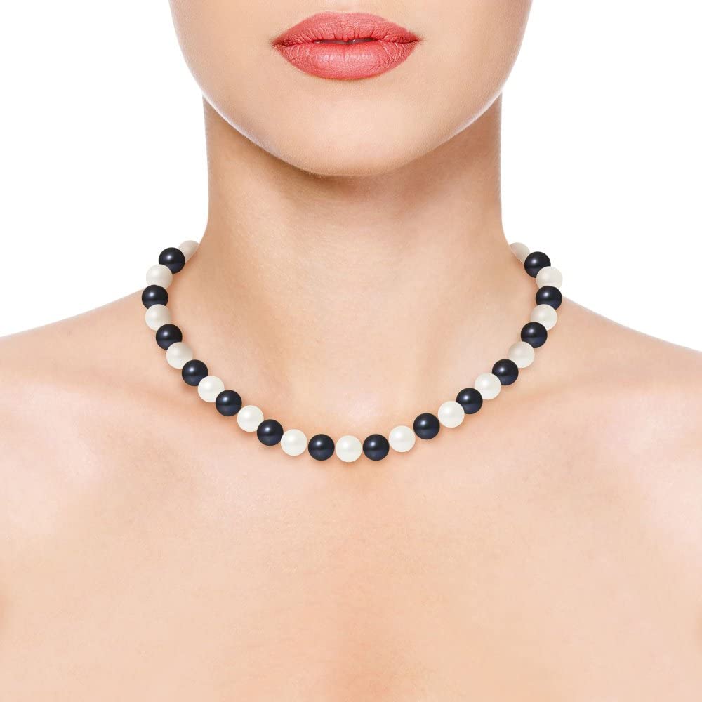 Pearls & colors women tahiti pearls 9-10mm silver 925  round pearl pearl necklace