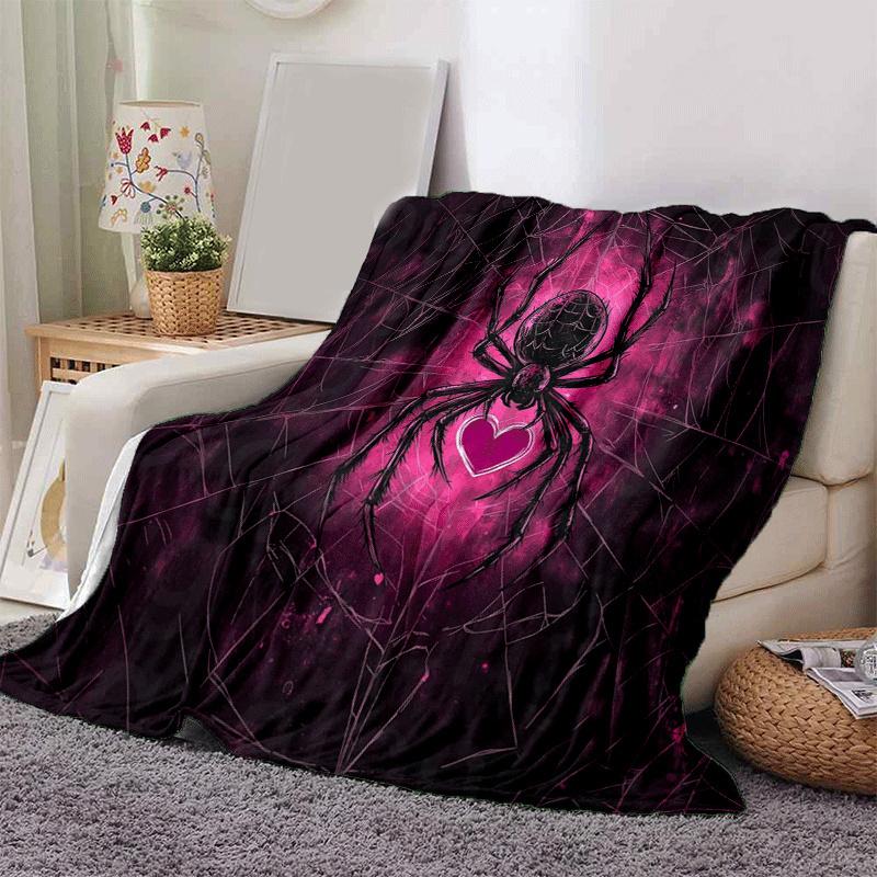 1pc Spider Printing Lightweight Flannel Blanket, Comfortable and Warm Blanket, for Camping Sofa Bed and Couch Office, Suitable for Gift Blank