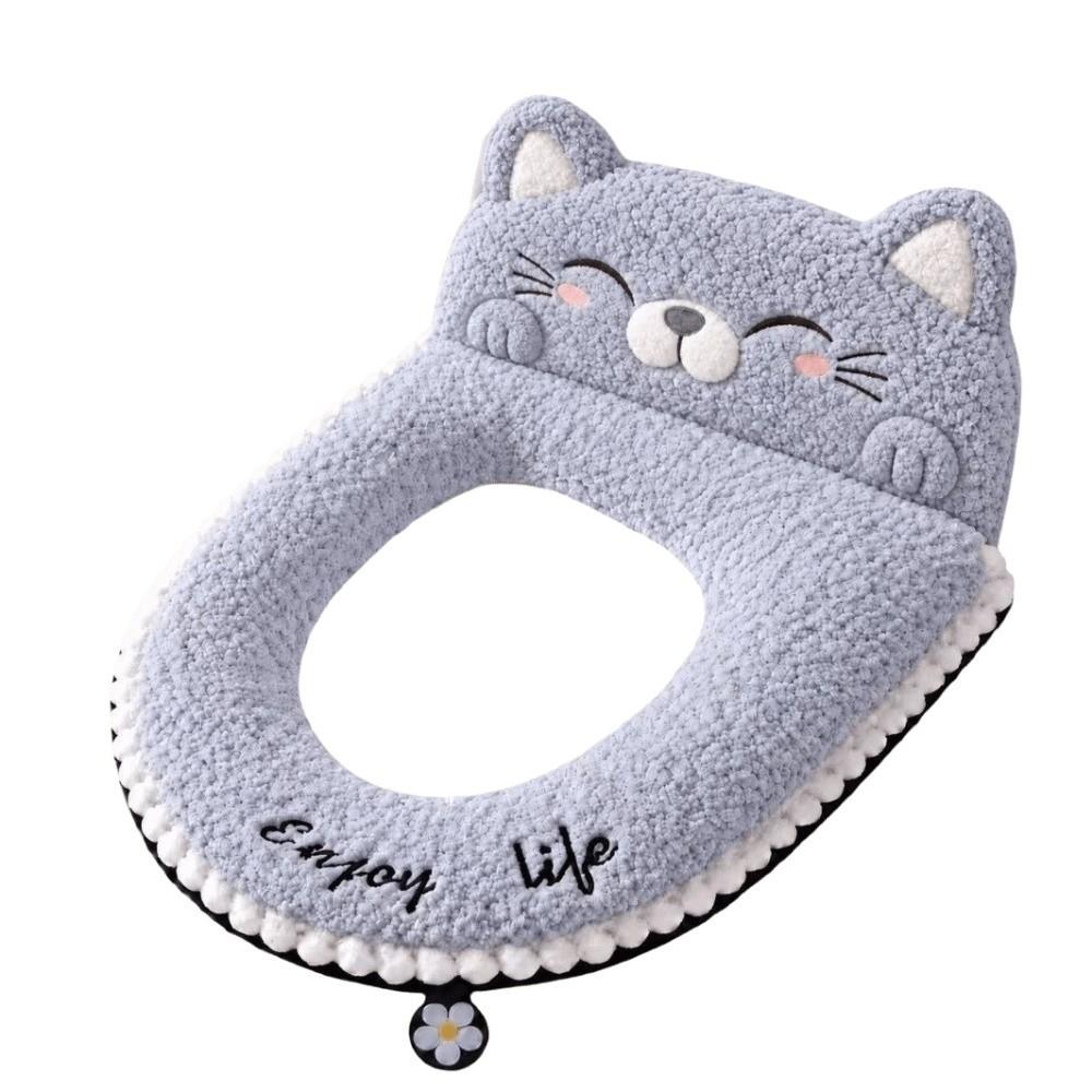 Thickened Plush Toilet Seat Cover Zipper Closure Cute Toilet Mat Fluffy Toilet Cushion Home