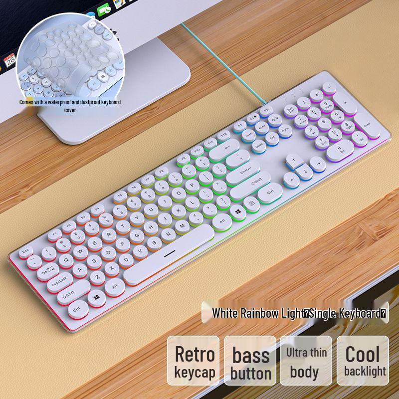 Silent Wired Chocolate Punk Keyboard - USB for Home, Office, Gaming, and Typing