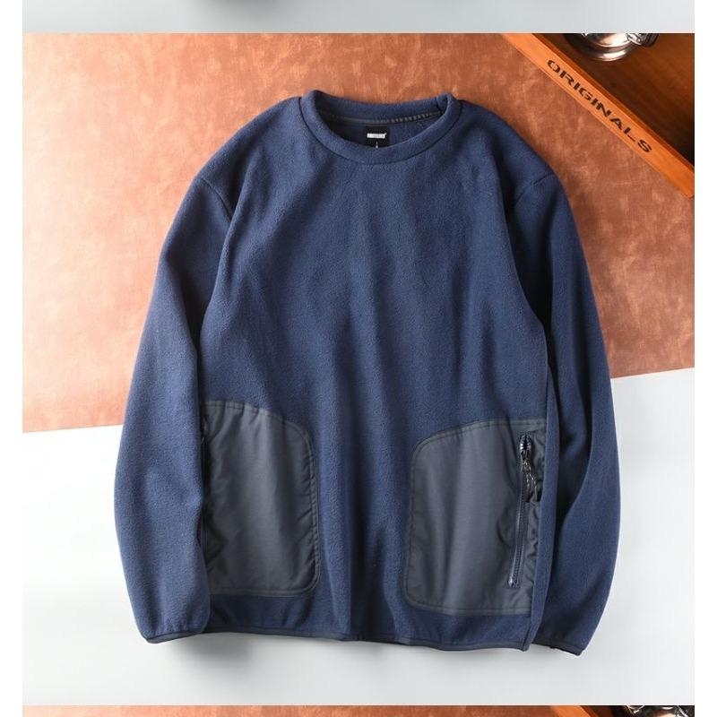 Jednobarevná polární fleecová zateplená pánská fleecová sportovní ležérní pulovrová mikina