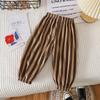 Summer Kids Casual Pants Simple Boys Grid Sweat Pants Korean Loose Thin Children Striped Letter Trousers