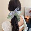 Bow Plaid Silk Ribbon Scrunchies Elastic Women Ponytail Holder Square Cloth Hair Tie  Daily