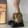 Womens Furry Party Costume Sexy Y2K Faux Furs Fuzzy Long Boots Shoes Cuffs Cover Leg Warmers/Boot Sleeves/Boot Covers