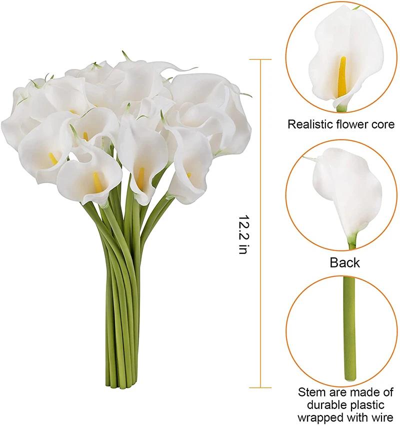 20Pcs Real Touch Calla Lily Artificial Flowers Calla Lily Bouquet For Wedding Bouquet Bridal Home Flower Decoration