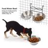 Dobbelt hengende mat- og vannskål i rustfritt stål med krok for katt, kjæledyr, hund, valp, bur