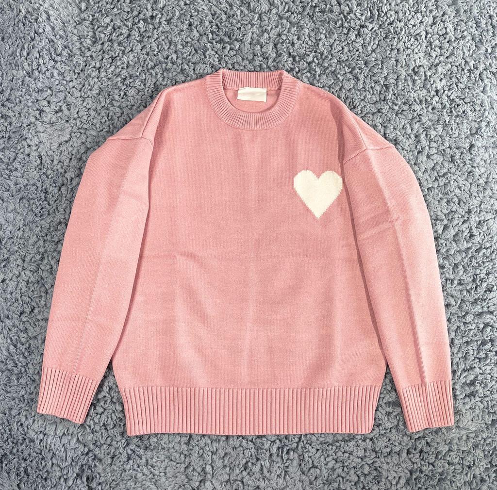 AMI 2024 Autumn/Winter Macaron Love Jacquard Unisex Thick Knit Sweater
