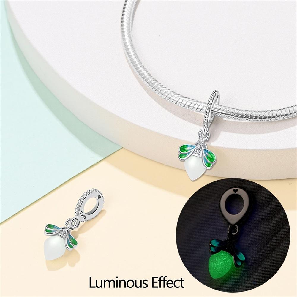 Authentic copper Charm Bead Charms Luxury Luminous Green Firefly Pendant Bead Charms Compatible With Bracelets Diy Women Making Delicate Gift