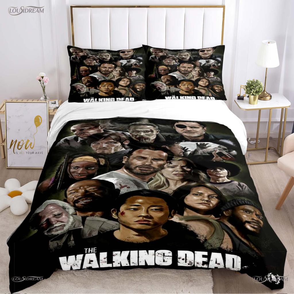 Walking Dead Filmmönster Alla Säsonger Påslakan Sängkläder Lyxigt Mjukt Täckeöverdrag och Kuddfodral Enkel/Dubbel/Queen/King
