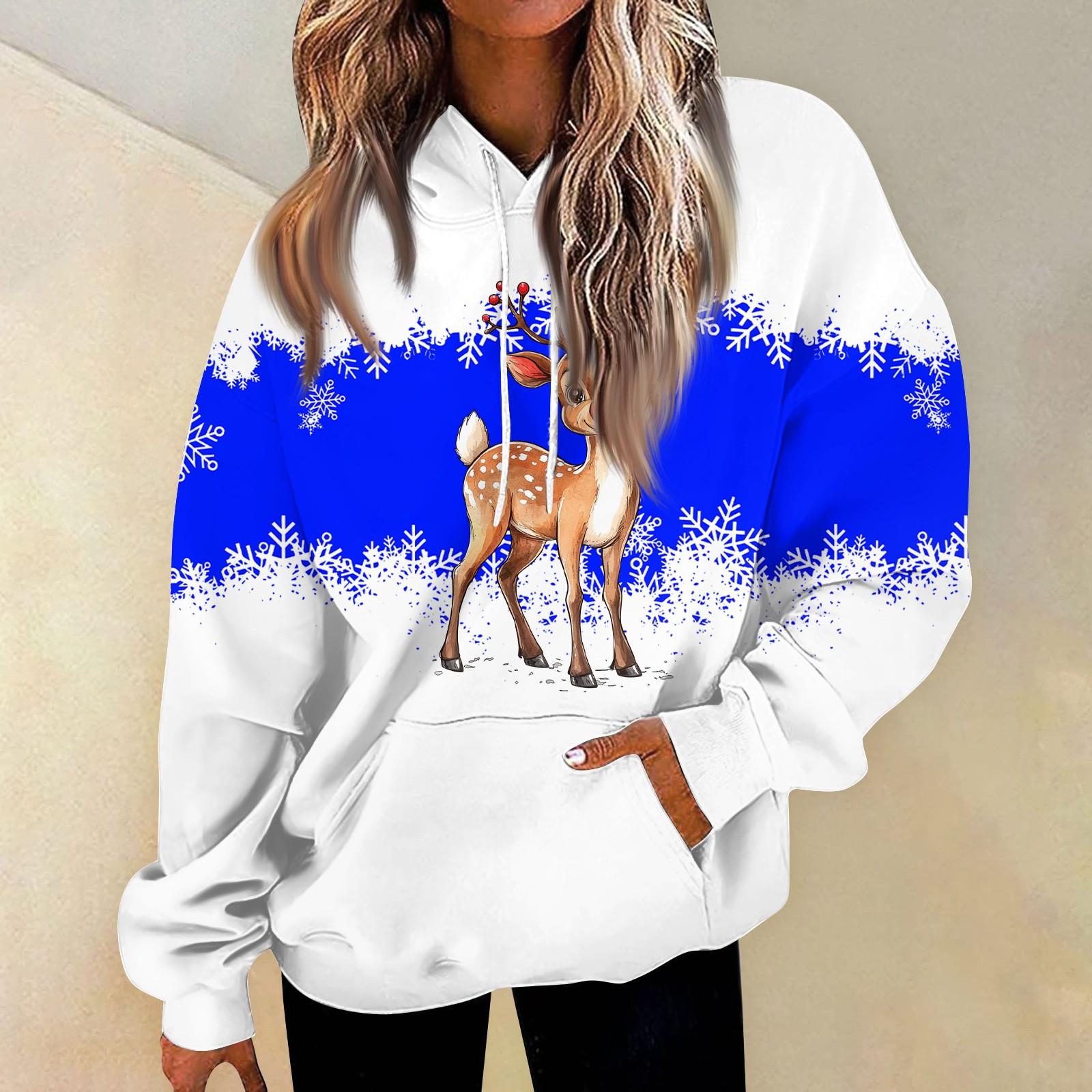 

Женские повседневные модные пуловеры с длинными рукавами и принтом, толстовки с капюшоном S синий