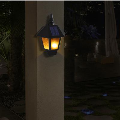 LED Solar Powered Outdoor Waterproof Half Hexagonal Side Flame Wall Lamp for Yard