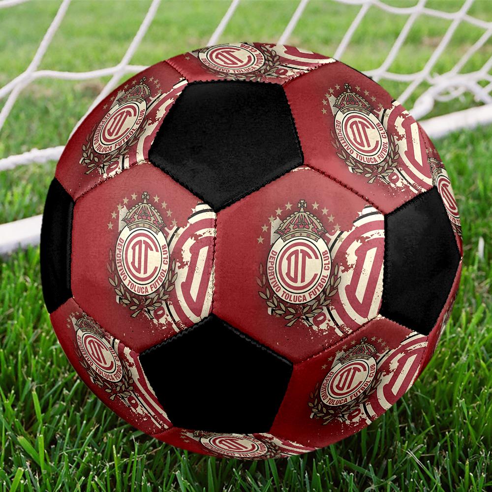 SIZE 5 Deportivo Toluca F.C. Soccer Ball Colorful All Ages Machine Stitched PVC Competition Ready Durable High-Bounce