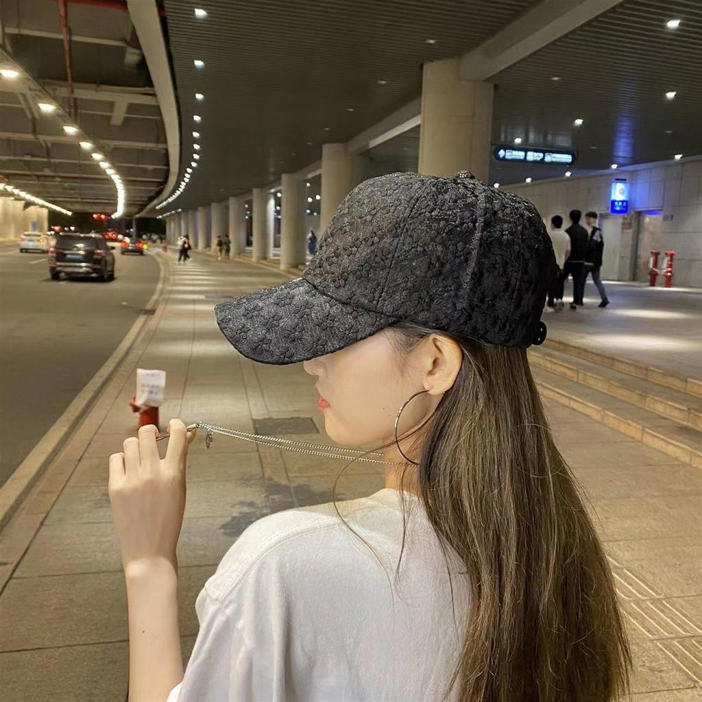 New Women's Summer Lace Flower Baseball Cap with Fashionable and Versatile Temperament, Sun Shading Hollow Duckbill Cap