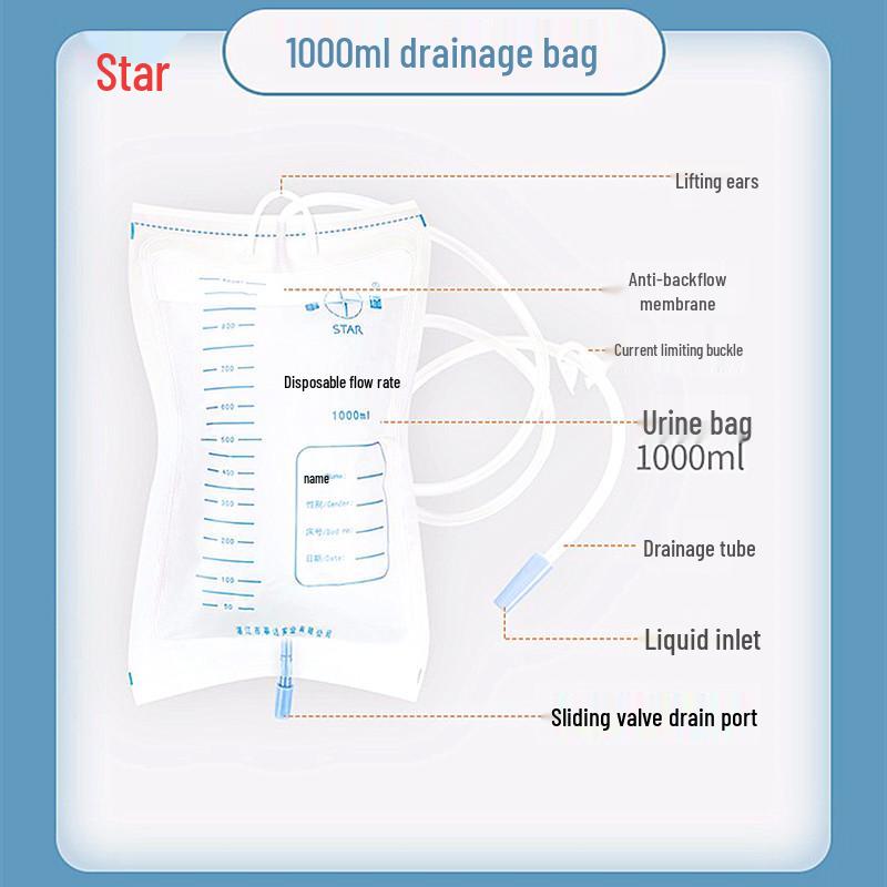 Anti-Reflux Drainage Bag for Men, Women, Elderly - Thickened, Lengthened Catheter Bile Urine Collection