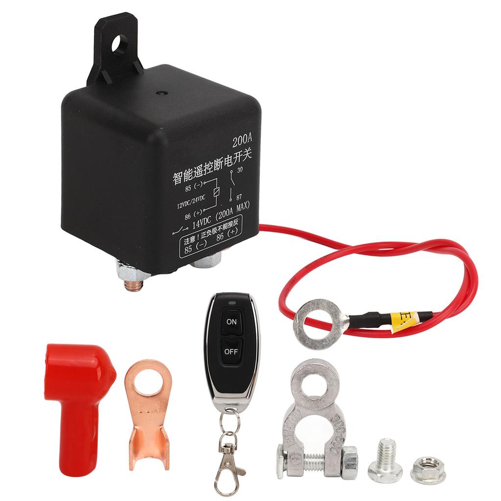 Fjärrkontrollerad batteriavstängare 12V 2,4W 200A Säker batteri på/av-brytare för bilar