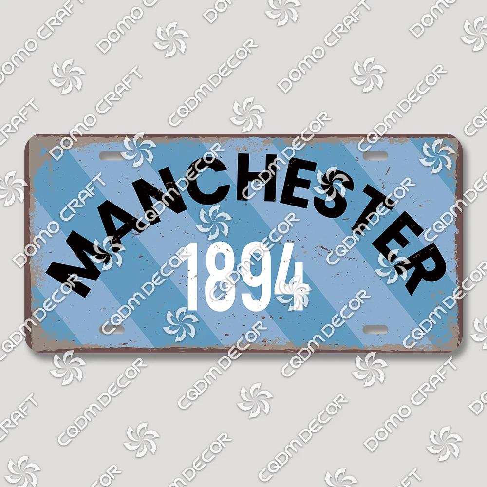 Football Club License Plate Tin Signs Retro Barcelona Milan Manchester Metal Poster Garage Bar Club Home Wall Decor