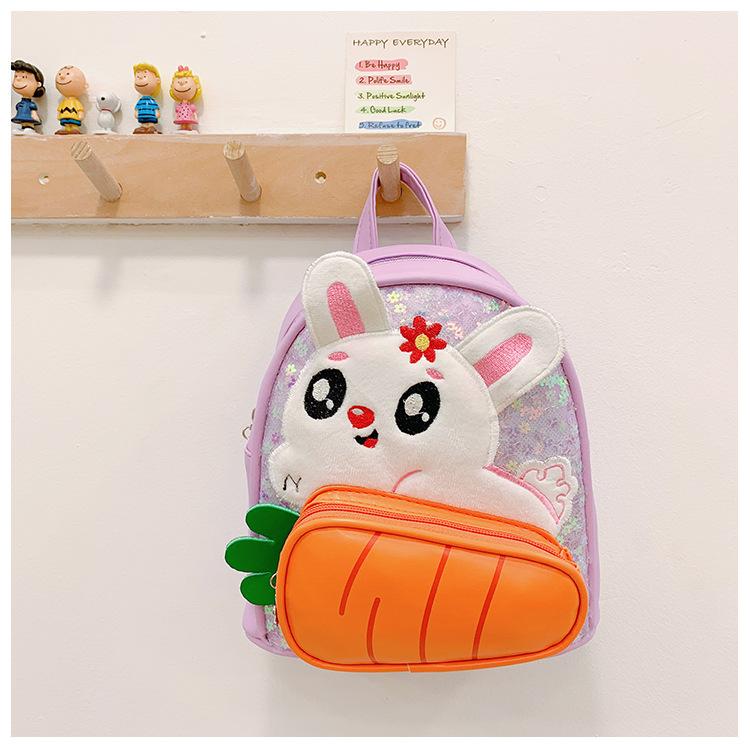 

School BagsNew children s backpack girl cute cartoon rabbit small school bag outdoor casual snack bag фіолетовий