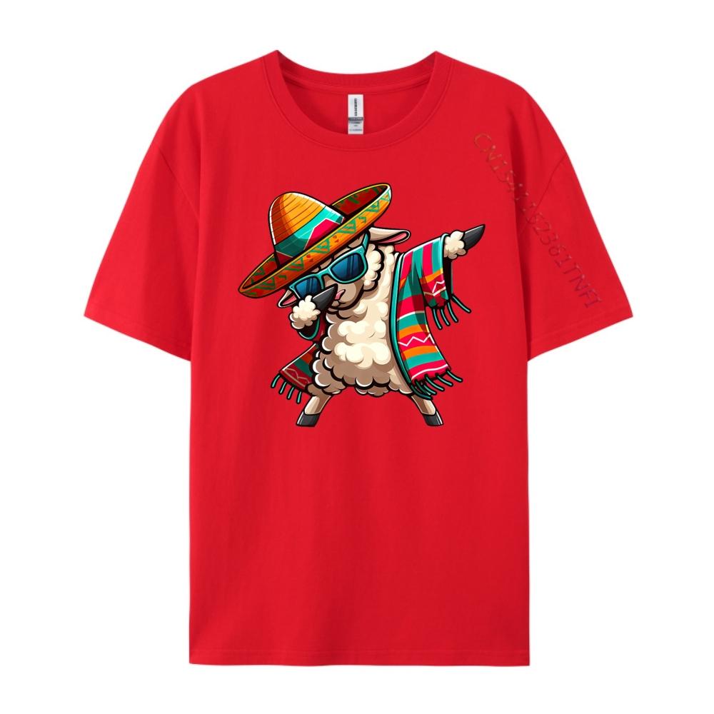 Dabbing Sheep Sombrero Poncho Cinco De Mayo Mexican T Shirt Men 100 Cotton New In Tops Tees Graphic Tshirts S
