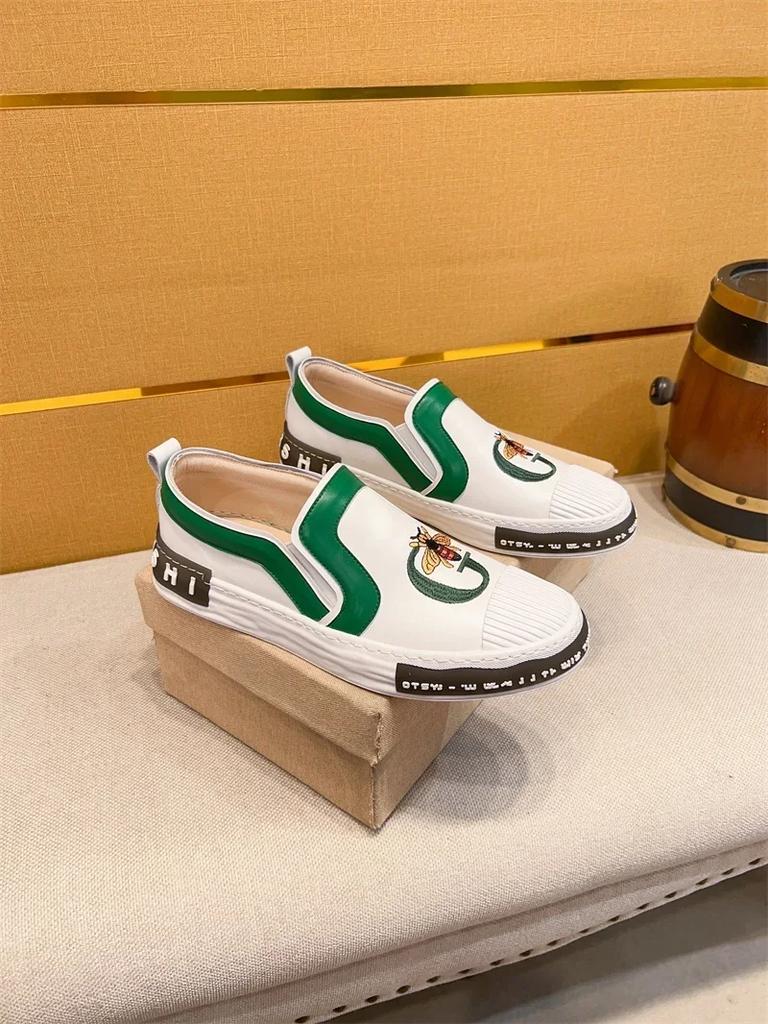 Italy Men's Casual Designers Casual Shoes Luxury Fashion Genuine Leather Business Leather Shoes Lace-up Sports Classic Sneakers