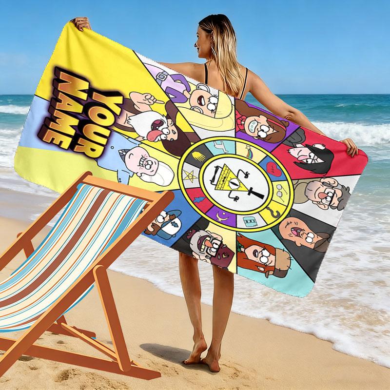 Custom Gravity Falls  Print Beach Towel, Large Soft Quick Dry Towel for Beach Camping Swimming
