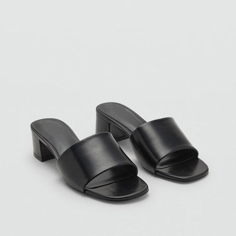 Fashion Shoes Cswo01 Women's Street Style Square Heeled Slipper Leather Low Heels Designer Slides Shoe Gladiator Sandal Mules De Cm