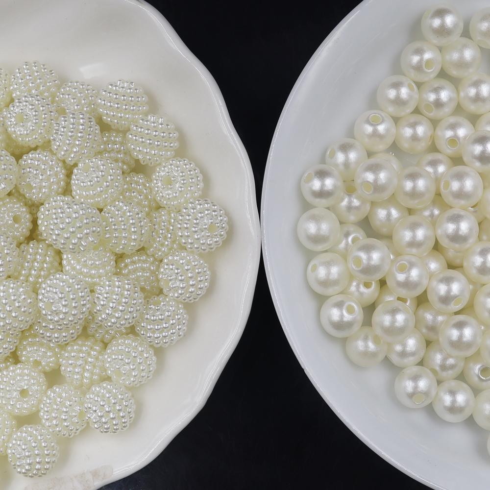 Precision Made White Cream ABS Plastic Pearls Loose Beads Bulk Supply Textured Berry Cluster for Boutique DIY Art Supply