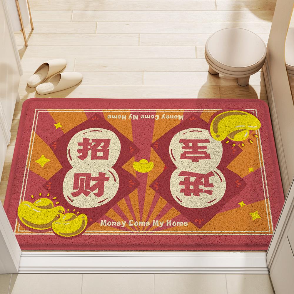 

Новогодний красный праздничный доступ к безопасному шелковому коврику для пола, грязный противоскользящий коврик из ПВХ для дома 45*75cm