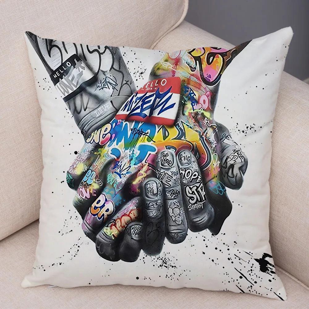 Home Deko Abstrakt Street Art Tier Kissenbezug Graffiti Gamepad Sofa