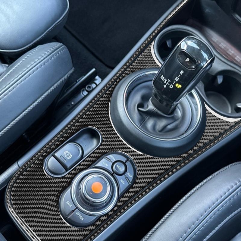 Carbon Fiber Car Accessories Gear Shift Panel Modified Interior Trim Cover Soft Sticker For Mini Cooper F60 Countryman 2017-