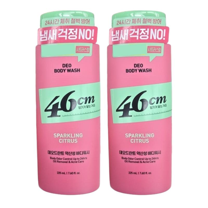 46cm Deo Body Wash Sparkling Citrus 225ml – 24H Odor Control, Mild Acidic pH, Deodorant Body Cleanser, Korean Body Wash