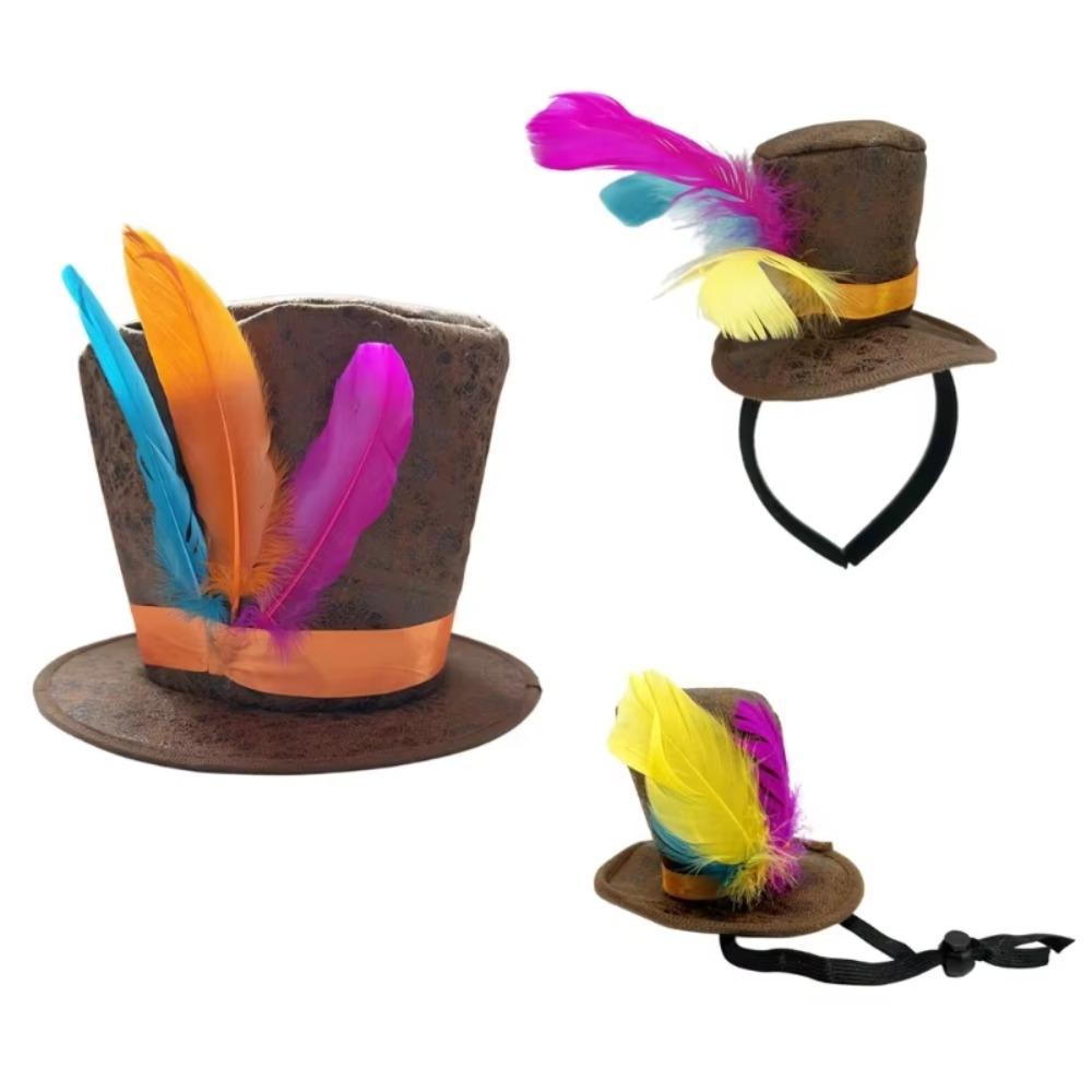 Headband Easter Costume Hat Dress Up Feathered Tall Hat  Stage Performance Event
