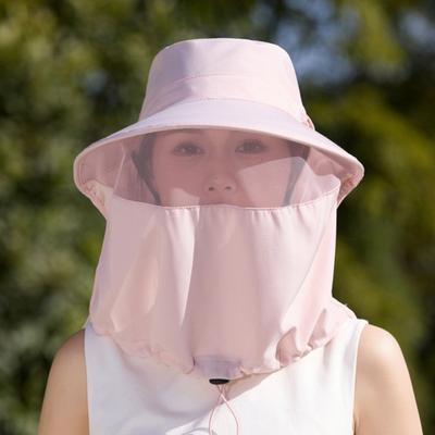 Fischerhut Atmungsaktives Netz Gesichtsschutz Großer Schirm UV-Schutz Vollgesichts Nackenschutz Sonnenhut 360-Grad Sonnenschutz Verstellbarer Kordelzug Outdoor