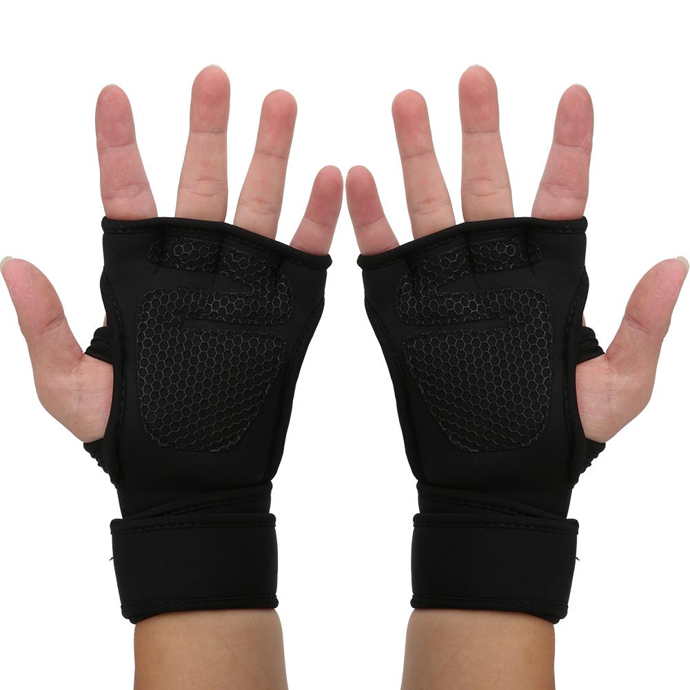1Pair Leisure Fitness Neoprene Sporting Gloves Silicone Antiskid Hook&loop Fixed(black M )
