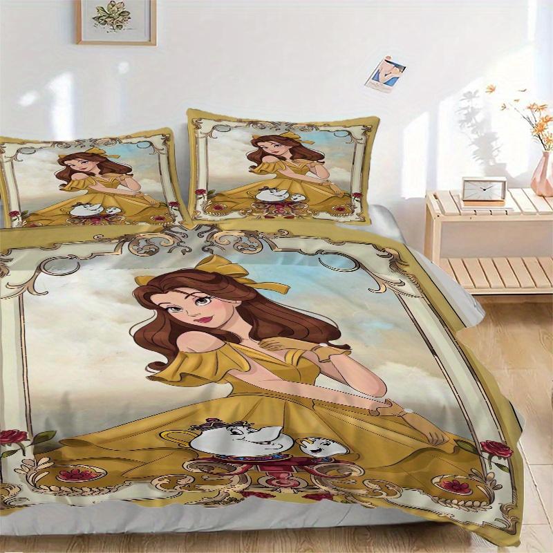 

3pcs Beauty and the Beast Belle Bedding Set - 1 Soft Quilt Cover + 2 Pillowcases, Machine Washable - Suitable for All Seasons, Perfect Gift for F 135x200cm
