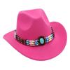 Ethnic Style Western Cowboy Top Hat Turquoise Horseback Riding Jazz Hat Crimped Felt Hat Literary And Retro Sun Hat