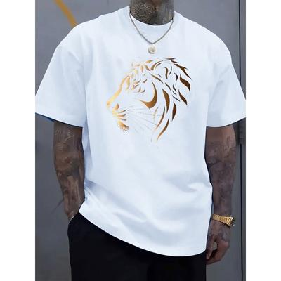 Europäische Größen Herren Kurzarm-T-Shirt - Sportlich-lässiges Design mit elastischem Halsausschnitt, atmungsaktives Sommeroberteil, maschinenwaschbar, bequeme Passform