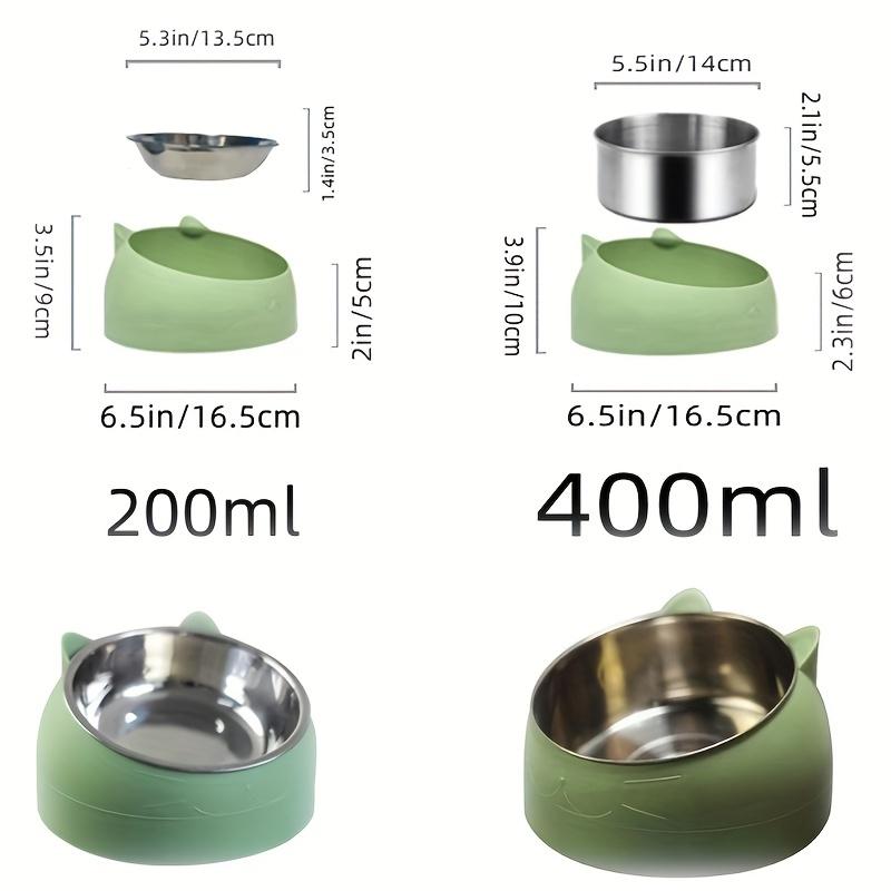 Anti-slip Stainless Steel Cat and Dog Bowls - Elevated Slanted Feeding Bowl with Neck Protection