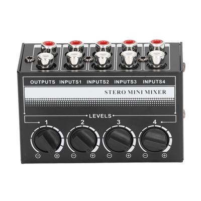 CX400 Mini Passiver Stereo-Mischer Tragbarer Stereo-4-Kanal-Mischer für CD-Player Kassettenlaufwerk Computer