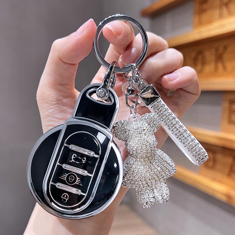 Mini Cooper Key Case: Cute Rhinestone Shell Buckle for Men & Women