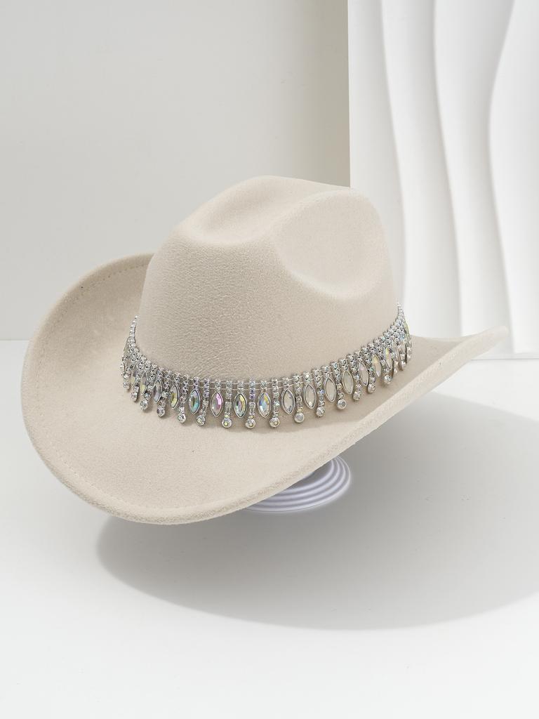 Men's and women's European and American elegant top hats, unique jazz cowboy hats, fringed gemstones, rhinestone accessories, belts, wedding engageme