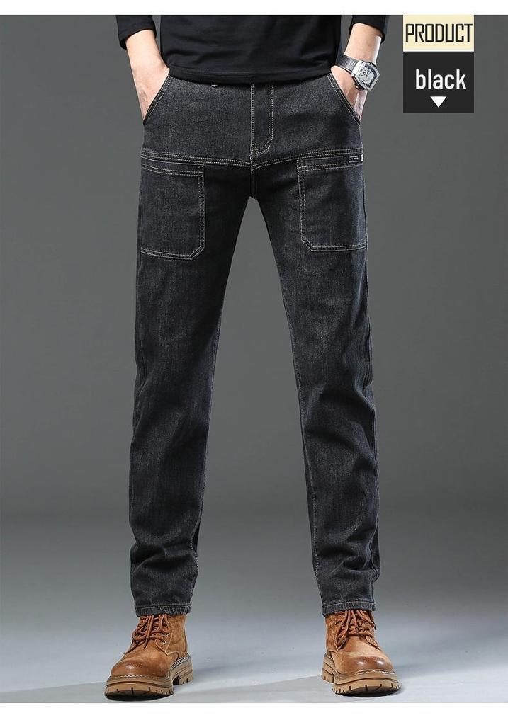 Men's Elastic Six-Pocket Straight-Leg Jeans: Comfortable, Versatile, Casual Wear for Spring and Summer