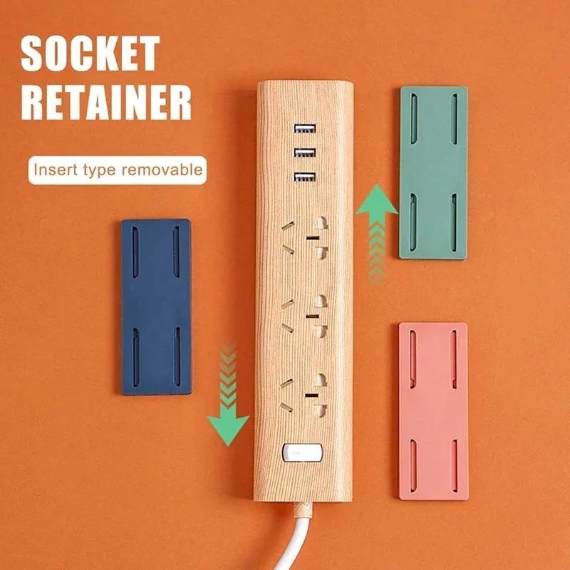 1-30PCS No Drilling Wall Mounted Power Strip Holder Adhesive Socket Organizer Hook Type Removable Plug Board Fixer for Home