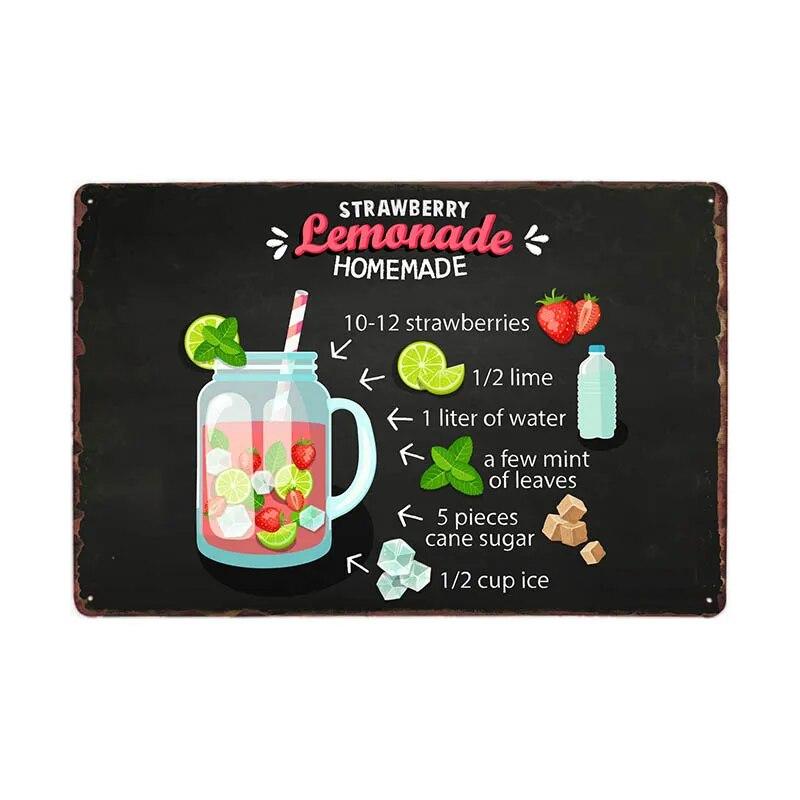 Lemonade Drink Candies Vintage Tin Signs Cafe Bar Pub Retro Wall Decor Metal Poster 20x30cm