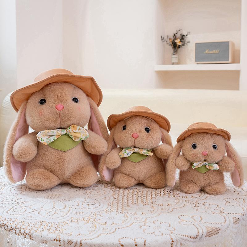 Easter Bunny Soft Stuffed Plush Toys Brown White Rabbit Cute Animal Plushies Doll Happy Easter Day Decor For Home Favors Gifts