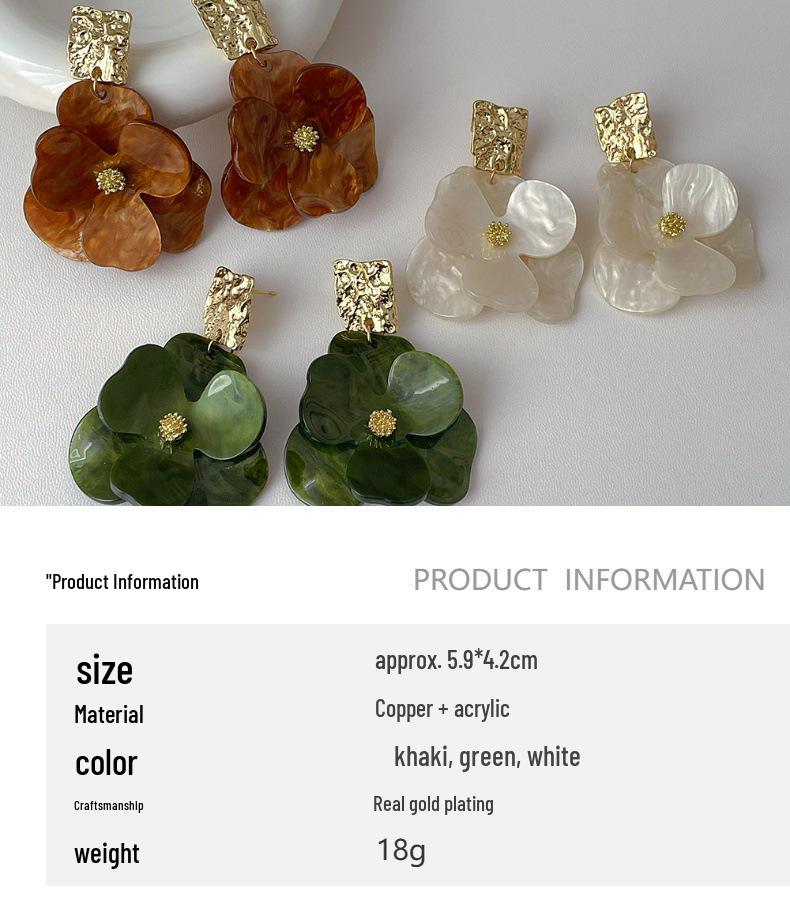 Enkle Retro Akryl Blomster Dusker Øredobber med s925 Sølvnål - High-End Statement Smykker