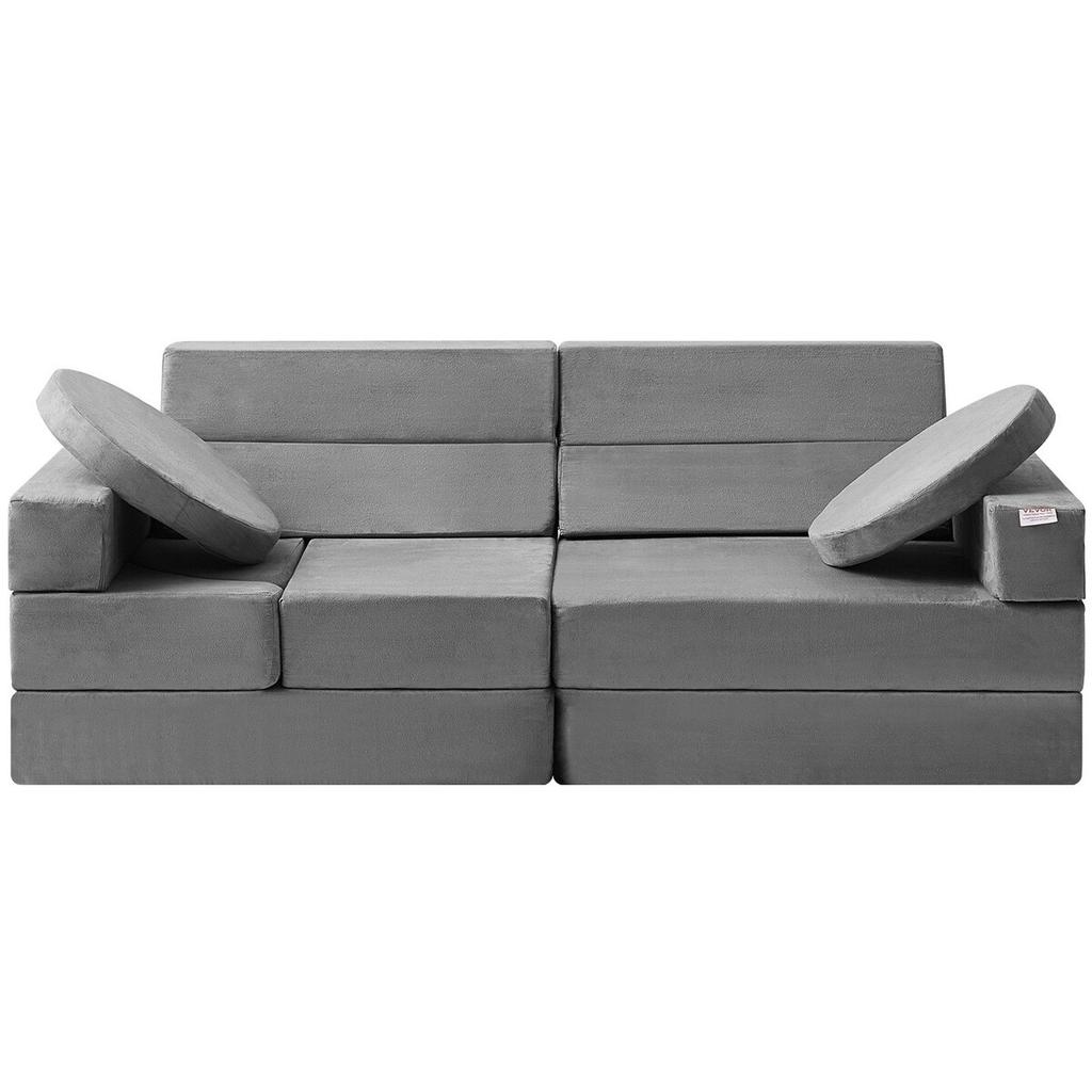Play Couch, 15pcs Modular Kids Nugget Couch, Toddler Foam Sofa Couch with High-density 25D Sponge for Playing, Creativing, Sleeping, Imaginative Kids