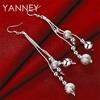 925 Sterling Silver Delicate Beaded Tassel Pendant Earrings for Women, Fashion Accessories, Jewelry, Wedding Gifts